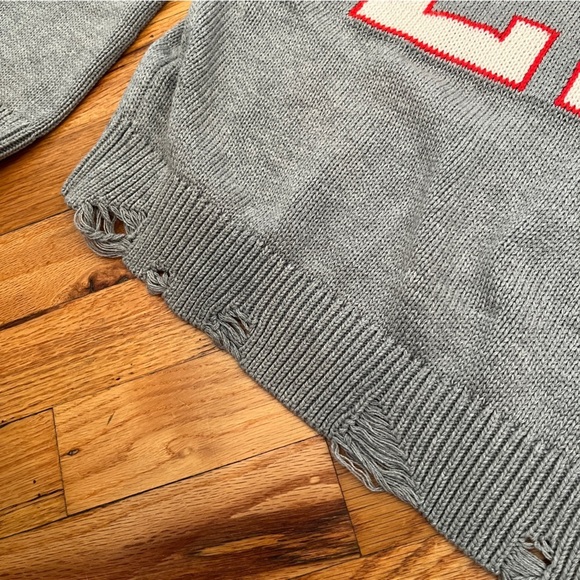 Stradivarius London Abbreviation LDN Distressed Knit Sweater - Picture 3 of 7